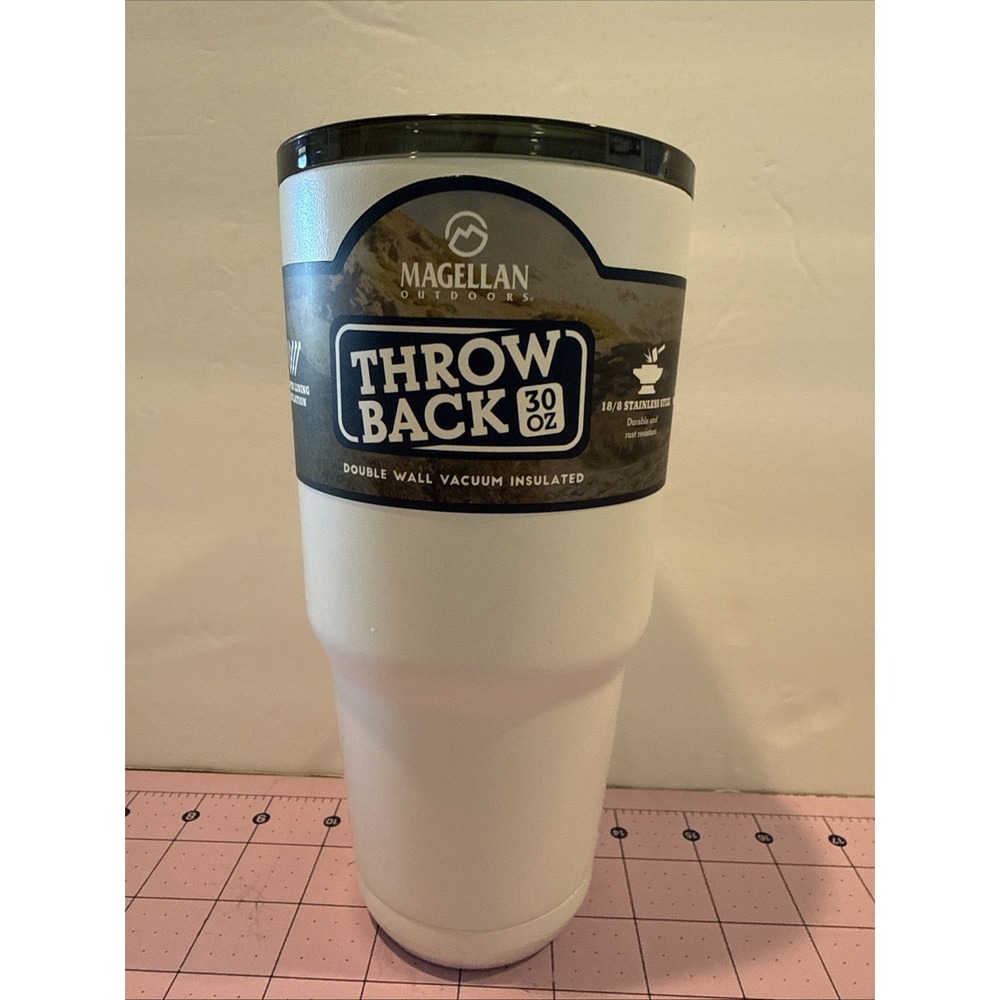 Magellan Outdoors Throwback 30 Oz Tumbler with Lid White Insulated Brand New
